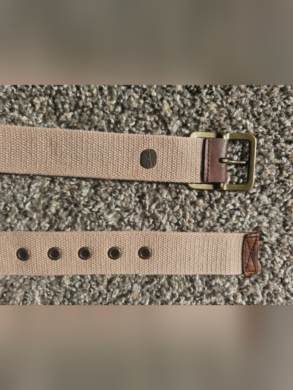 Eddie Bauer Beige Canvas Belt with Red Logo